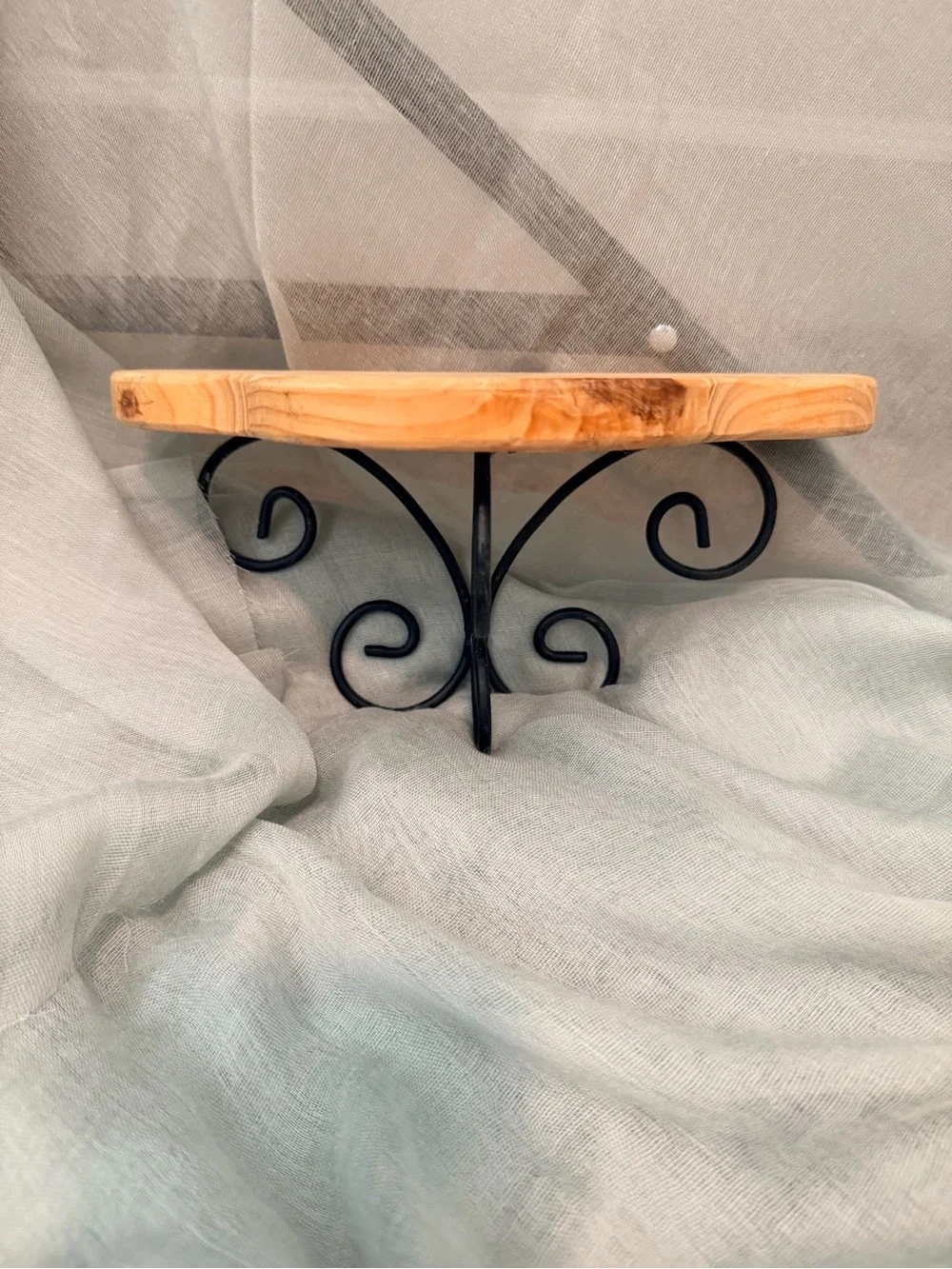Natural Wood Wall Shelves with Black Scroll Brackets - Rustic Home Wall Decor